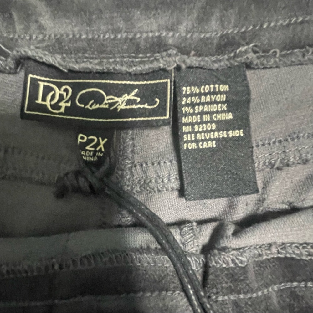 Diane Gilman NWT 2X stretch velvet jeans grey pull on faux fly faux front pocket - Picture 6 of 12